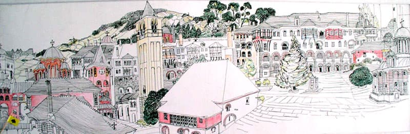 Sf. M. Vatopedi - Curte Interioară (Panorama)