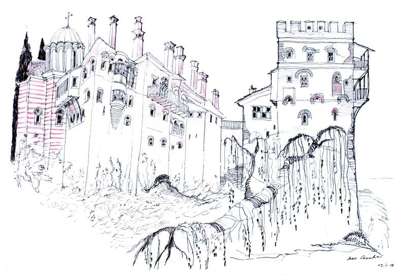 Sf. Mănăstire Hilandar - Biserica şi Clopotniţa